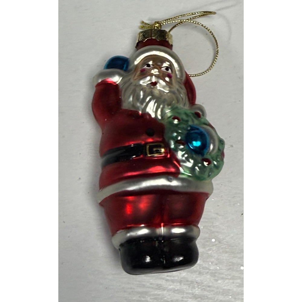 Christmas House Blown Glass Santa Claus Ornament Wreath Bag Hanging Decor VTG - Picture 5 of 10